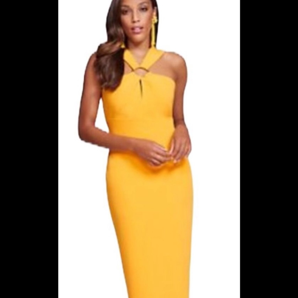 NWT Gabrielle Union Yellow Cocktail Dress Midi